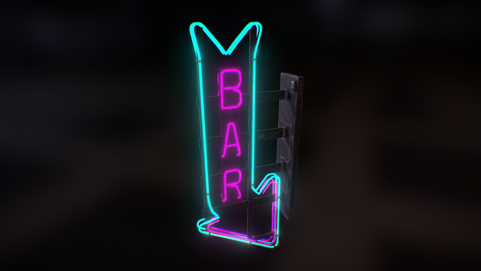 A model of a neon bar sign, useful for many exterior or interior scenarios. 4K texture, albedo, metalness, roughness, normal, opacity, emission, AO. 8,698 polys, 17,568 tris, 9,022 verts. Will include textures set up for unreal engine as seperate file 3d model