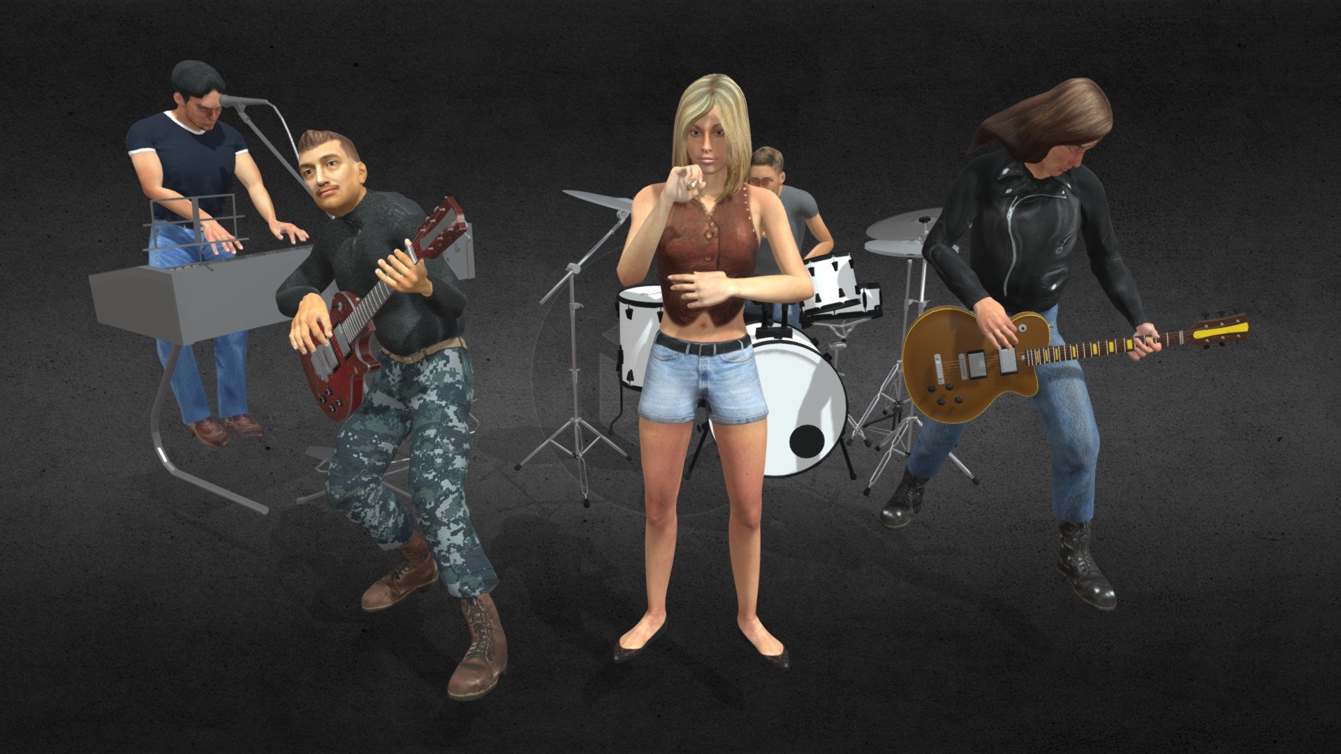 Rock and Roll Band 3d model - Rock and Roll Band - Buy Royalty Free 3D model by 3DDomino 3d model