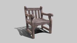 Small Wooden Bench timber, outdoor, old, decayed, peeling, photogrammetry, wood