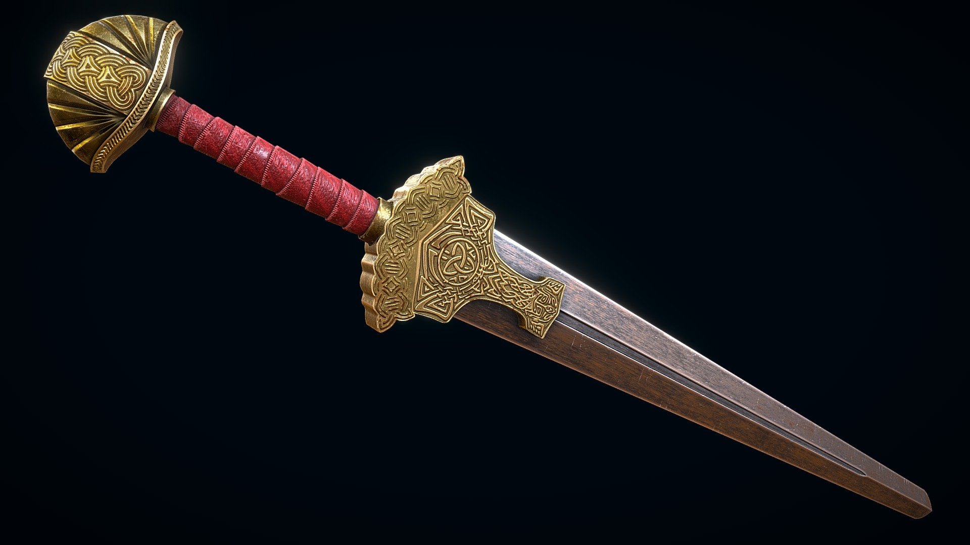 Low-poly 3D model of The Viking Age Sword. This models has one 2K texture set.
The Viking Age sword (also Viking sword) or Carolingian sword is the type of sword prevalent in Western and Northern Europe during the Early Middle Ages 3d model