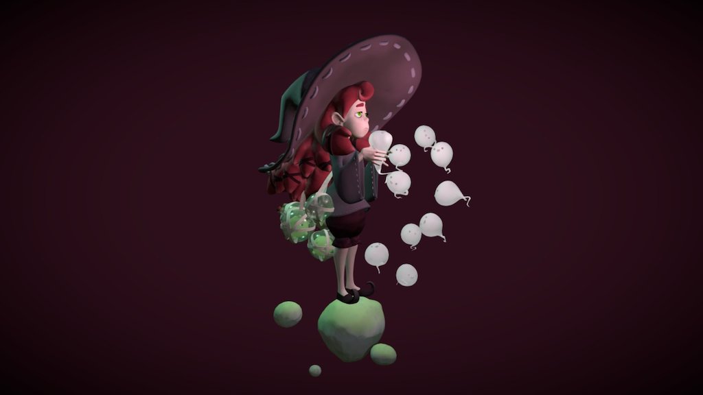 To take care of all those little ghost can be a bit overwhelming.

The original idea came from this charming concept by Alexis Rives.
And many thanks to Rocio Ocaña who lent me a hand with illumination &lt;3

Hope you like it!! - Bored Witch - 3D model by Carlos Montero (@yaaargh) 3d model
