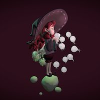 Bored Witch barruz3dstudent, cartoon, witch, zbrush, fantasy, ghost, magic