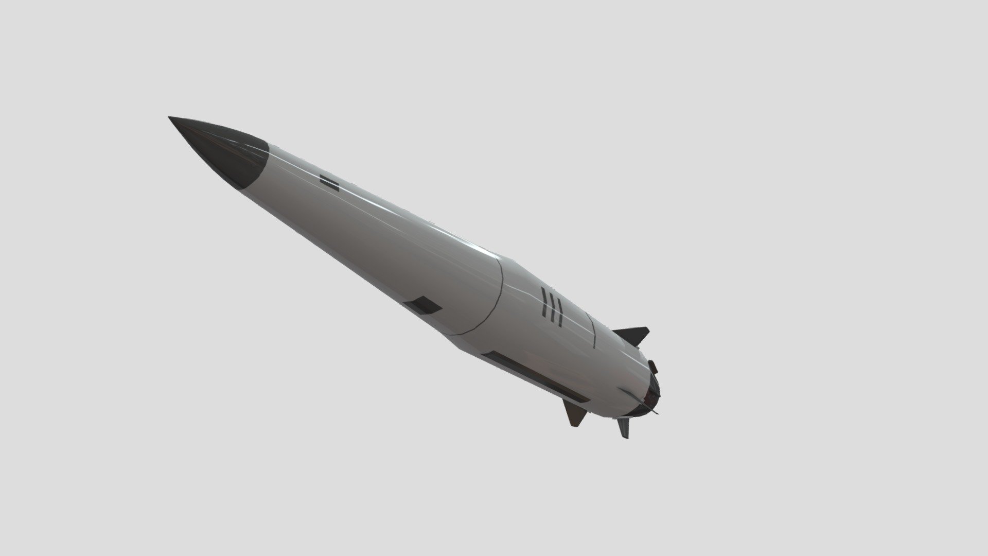 The Kh-47M2 Kinzhal is a Russian air-launched ballistic missile. It has a claimed range of more than 2,000 km, Mach 10 speed, and an ability to perform evasive maneuvers at every stage of its flight 3d model