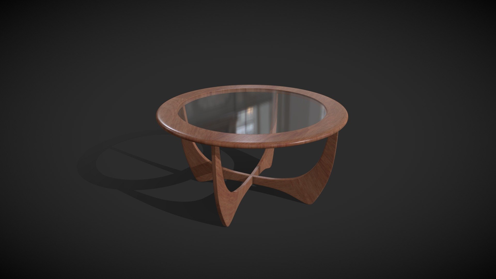 Mid century 1960s round teak and glass G plan Astro coffee table.
Designed by Victor Wilkins for G Plan. A classic and one of the most collectable coffee tables. Often referred to as &lsquo;Astro' although E Gomme gave that name to another design 3d model