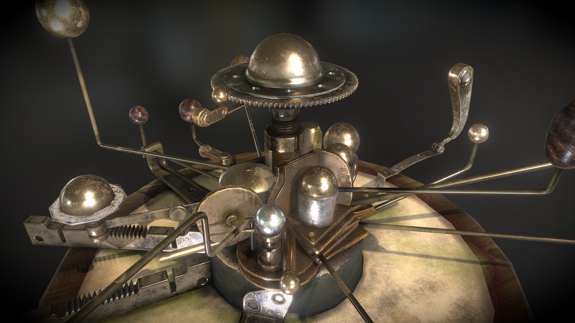 Orrery design for University creative task, modelled using Maya and textured using substance painter - Orrery Low Poly - 3D model by khula_h (@theprimera) 3d model