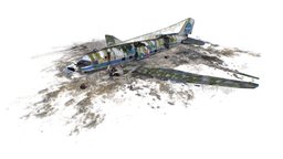 Dc-3 Avia Disaster dc3, aircraft, crashed, disaster, game-model, low-poly-art, dc-3, aircrash