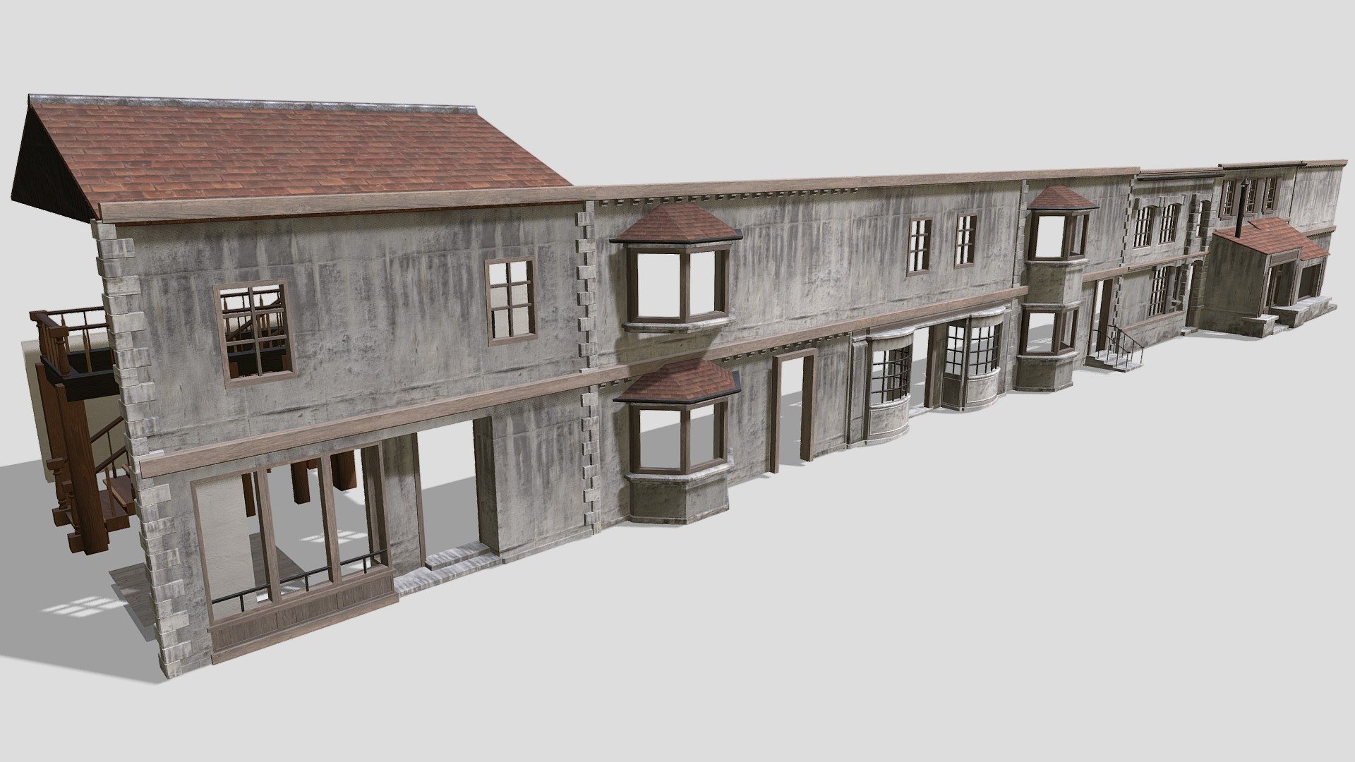 set of low poly modular Georgian walls created with Maya - Modular Walls - Buy Royalty Free 3D model by studio lab (@leonlabyk) 3d model