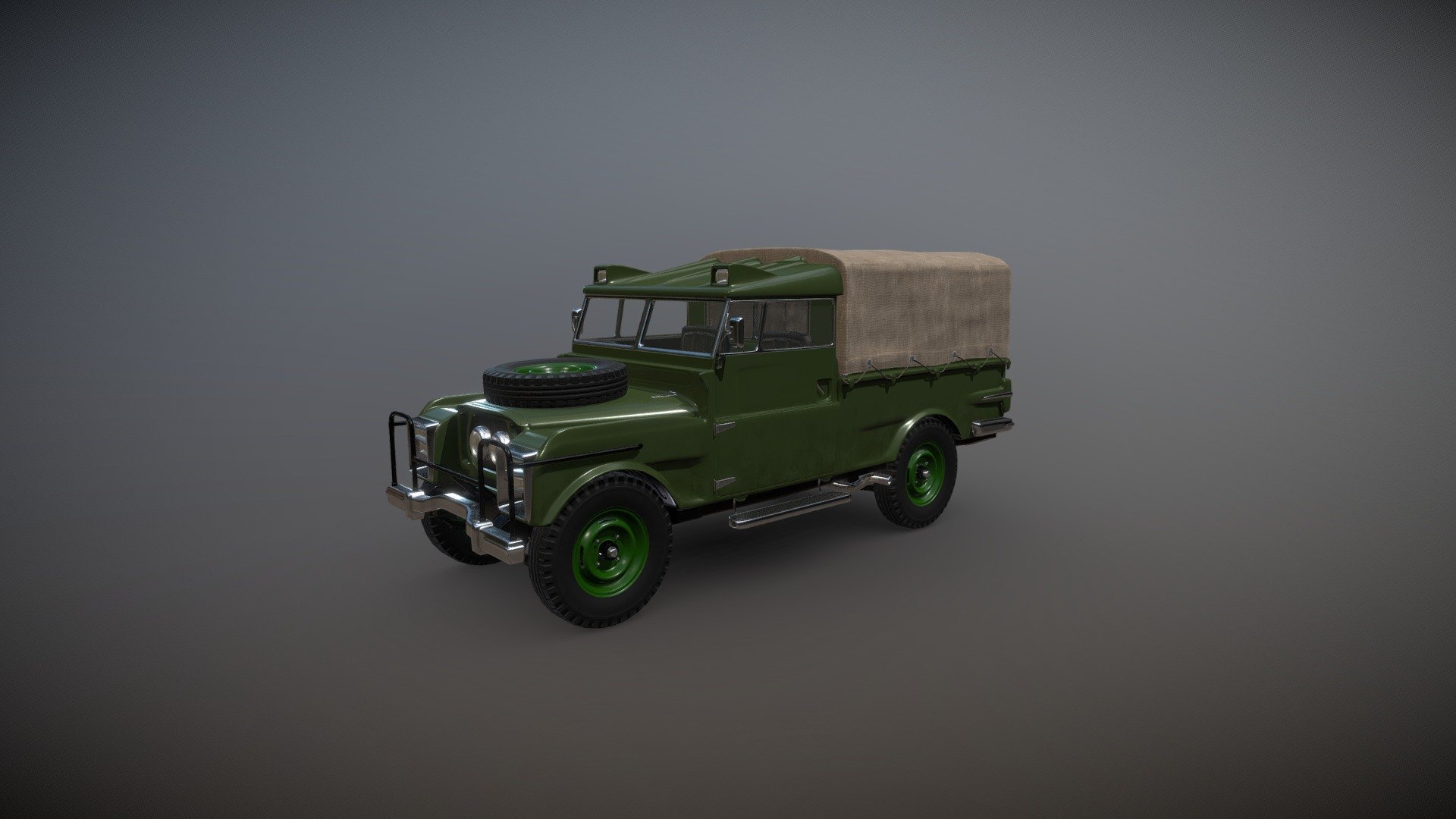The Loyalist is of Atom-Punk inspiration recreating the astute Military Jeeps used in the English Army.

This model has been created using a high-low poly construction method &amp; comes with a PBR Metallic / Roughness texture set. 

(The Engine in this model is for showcase purposes only and not intendid for game usage as it is 32k tri's on its own)

Originally created for modding purposes.

See more of my artwork on my ArtStation:

https://www.artstation.com/edgeuk90

(custom colors can be made on request)

Notice: Incorrect download / ripping of this content will result in a DMCA being filed against you 3d model