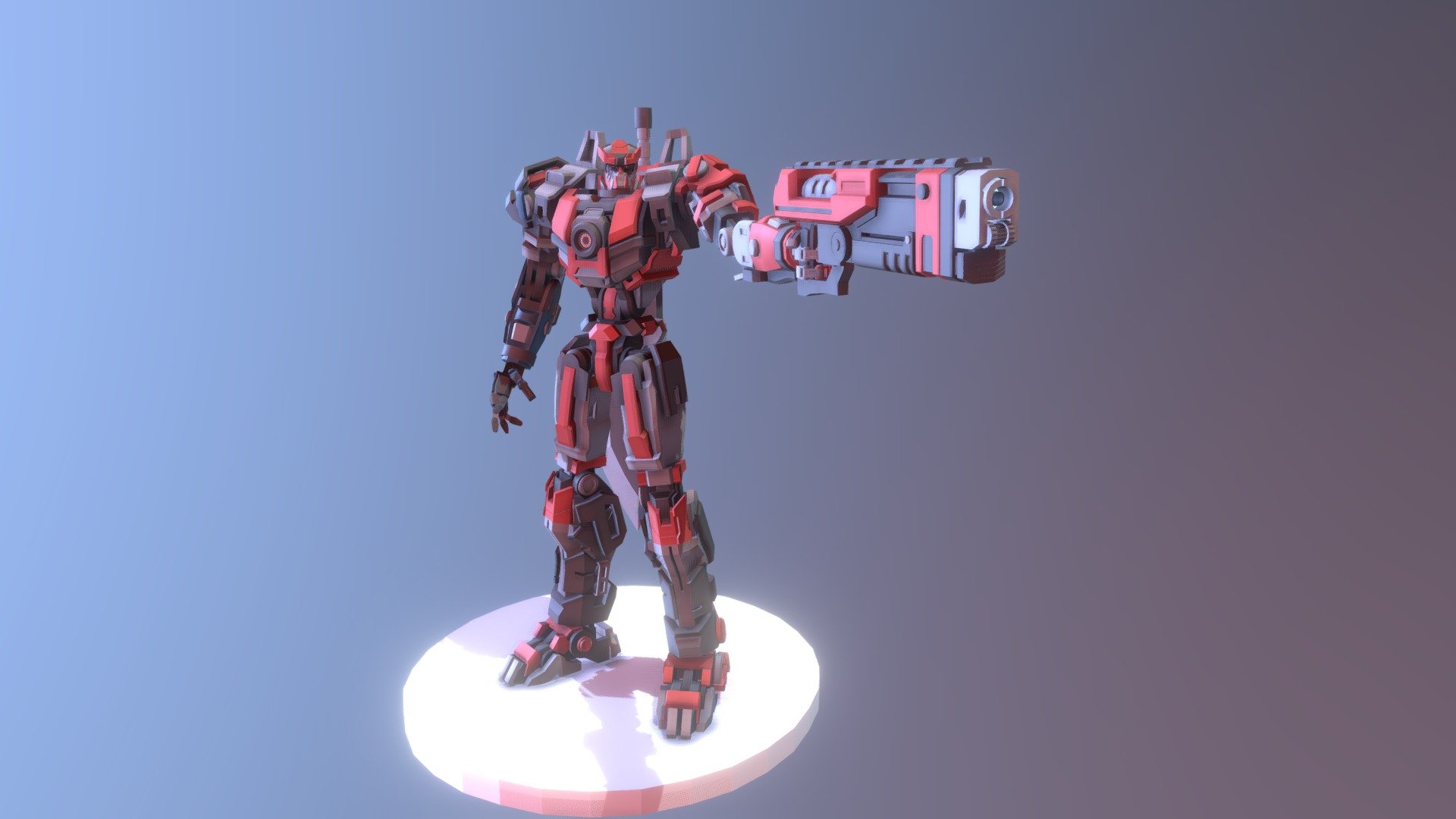 Giant robot with deadly weapons - Big Red  X Robot - 3D model by rijkisukmaa 3d model