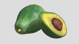 Avocado Low Poly PBR green, food, fruit, set, photorealistic, exotic, vr, ar, fresh, decor, kitchen, nature, toast, vegetable, avocado, grocery, photogrammetry, asset, game, 3d, pbr, low, poly, scan, avocados, breackfast
