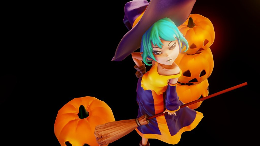 こちらの企画に参加しました→http://twipla.jp/events/214537

ハロウィンということで魔女の娘とかぼちゃです。 - はっぴー　はろうぃん　うぃっち　HAPPY!HalloweenWitch - 3D model by kappa1116jp 3d model