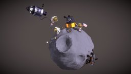 The Moon Landing V.2 cute, challenge, astronaut, blender, lowpoly, blender3d, space, 3december2021