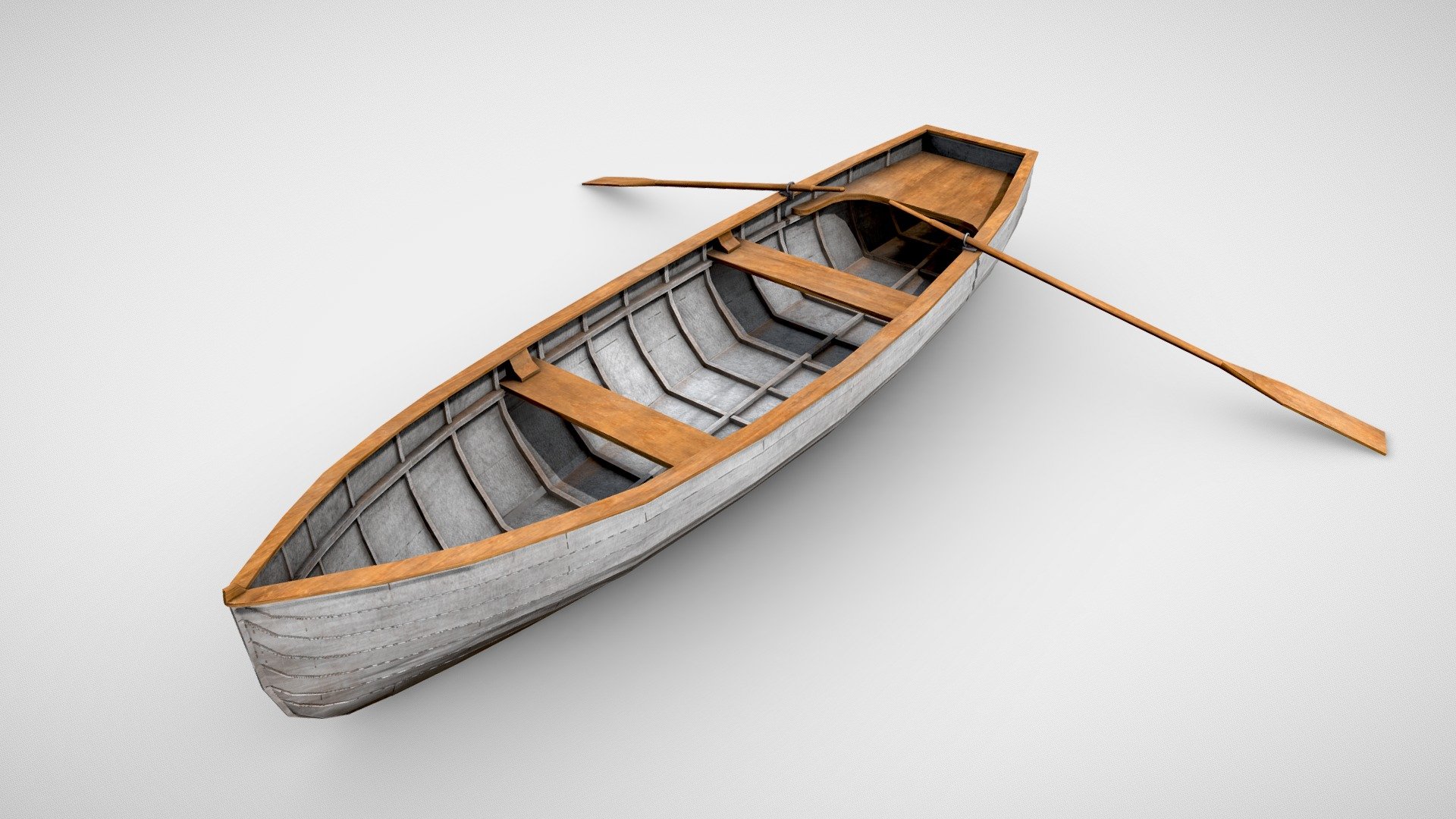 Features:


Low poly.
Game ready.
Optmized.
Grouped and nomed parts.
Easy to modify.
Textures included and materials applied.
All formats tested and working.
Textures PBR 2048x2048.
 - Rowboat - Buy Royalty Free 3D model by Elvair Lima (@elvair) 3d model
