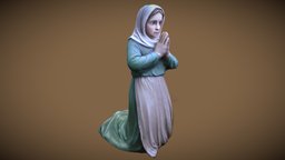 Praying Girl Statuette statuette, retopology, statue, religious, substance, blender, animated, rigged