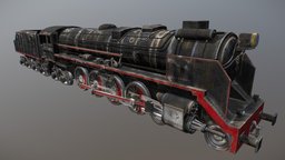 Steam Train Mikado train, rusty, mikado, vr, old, vehicle, lowpoly, gameart, gameasset, steam, gameready