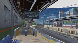 Train Station Model for Mobile Game