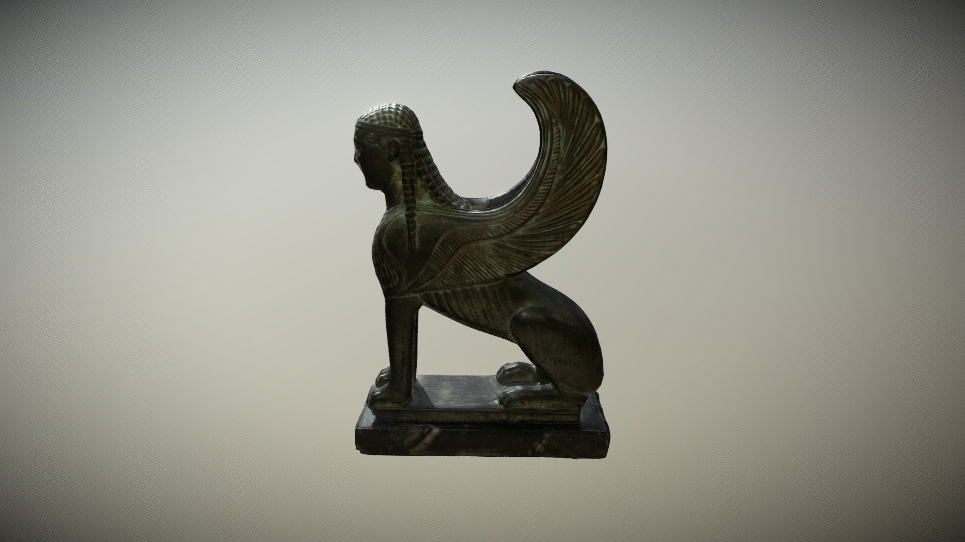 Ancient Greek Winged Sphinx bonded bronze museum replica from Athens. Reproduction of the 6th century BC Sphinx of Naxos that stood guard over the Temple of Delphi 3d model