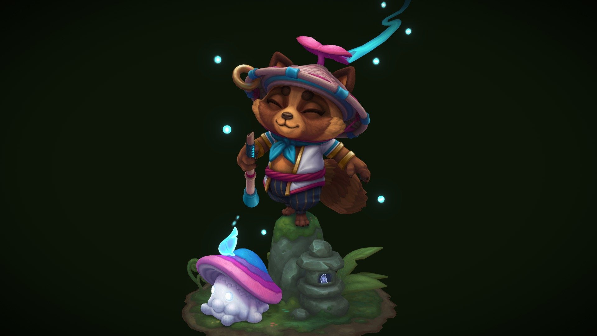 Recently had the pleasure of making the Spirit Blossom Teemo skin for our latest in-game event in League!  This adorable little dude is definitely my favorite out of everything I've worked on in the past three years.  Check out the Artstation post for a ton of high res images, high poly renders, and texture process gifs!

https://www.artstation.com/artwork/3d943g - Spirit Blossom Teemo - 3D model by Jordan Ewing (@jordanewing) 3d model