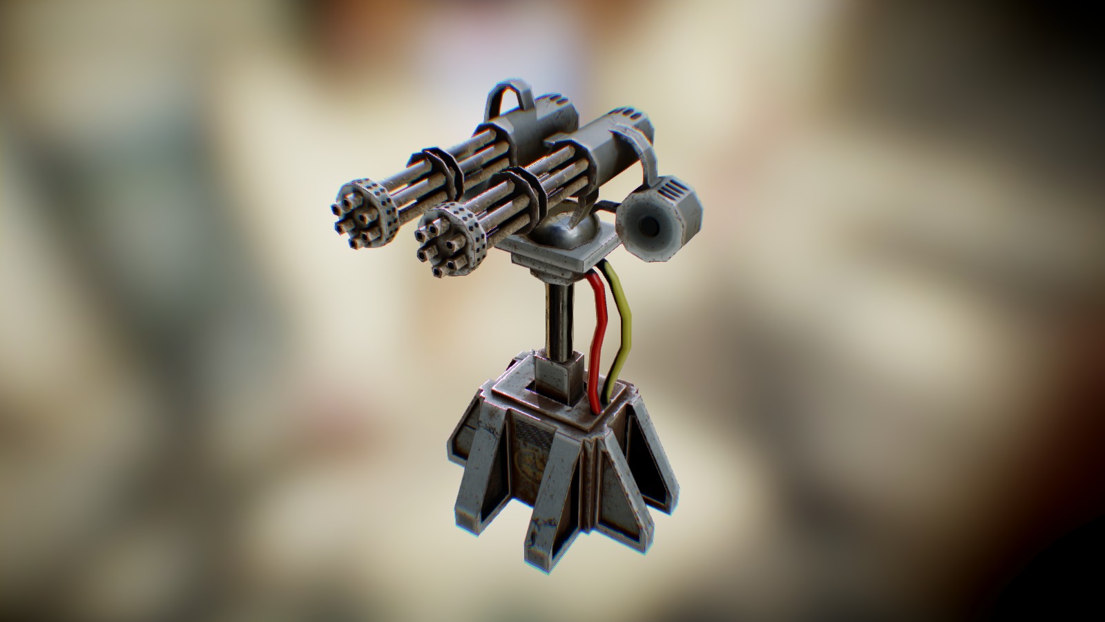 Low Poly Gatling Turret - 3D model by Sinister Games (@sinistergames) 3d model