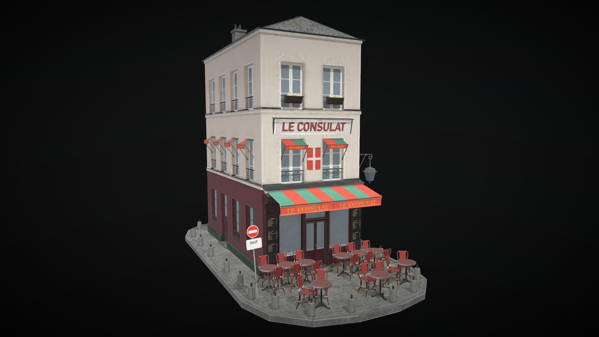 Low-poly Paris Restaurant - Paris Restaurant low-poly - Download Free 3D model by yevheniia 3d model