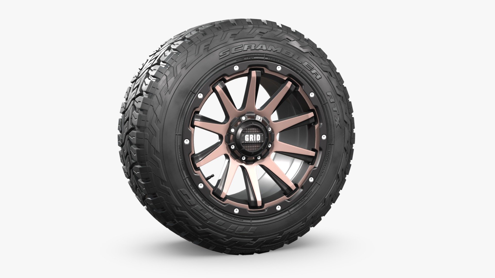 https://sketchfab.com/nnavas3d

3D model of an off road wheel and tire combo.

The model is fully textured and was created with 3DS Max 2016 using the open subdivision modifier which has been left in the stack to adjust the level of detail.

The model has 33.800 polygons with subdivision level at 0 and 134.800 at level 1.

Elements are logically named and grouped so they can be separated to adjust to your needs.

The model contains quads and tris (no N-gons).

Scale/transform is set to 100%, units are set to centimeters, texture paths are stripped and and it is made to real world scale.

FBX, OBJ and 3DS files have been included in separated HI and LO subdivision versions.

Renders were made in 3DSMax with V Ray and have no post processing.

All textures are included and mapped in all files but they will render like the preview images only in 3DSMax with V-Ray, the rest of the files might have to be adjusted depending on the software you are using.

JPG textures have 2048 x 2048 resolution 3d model