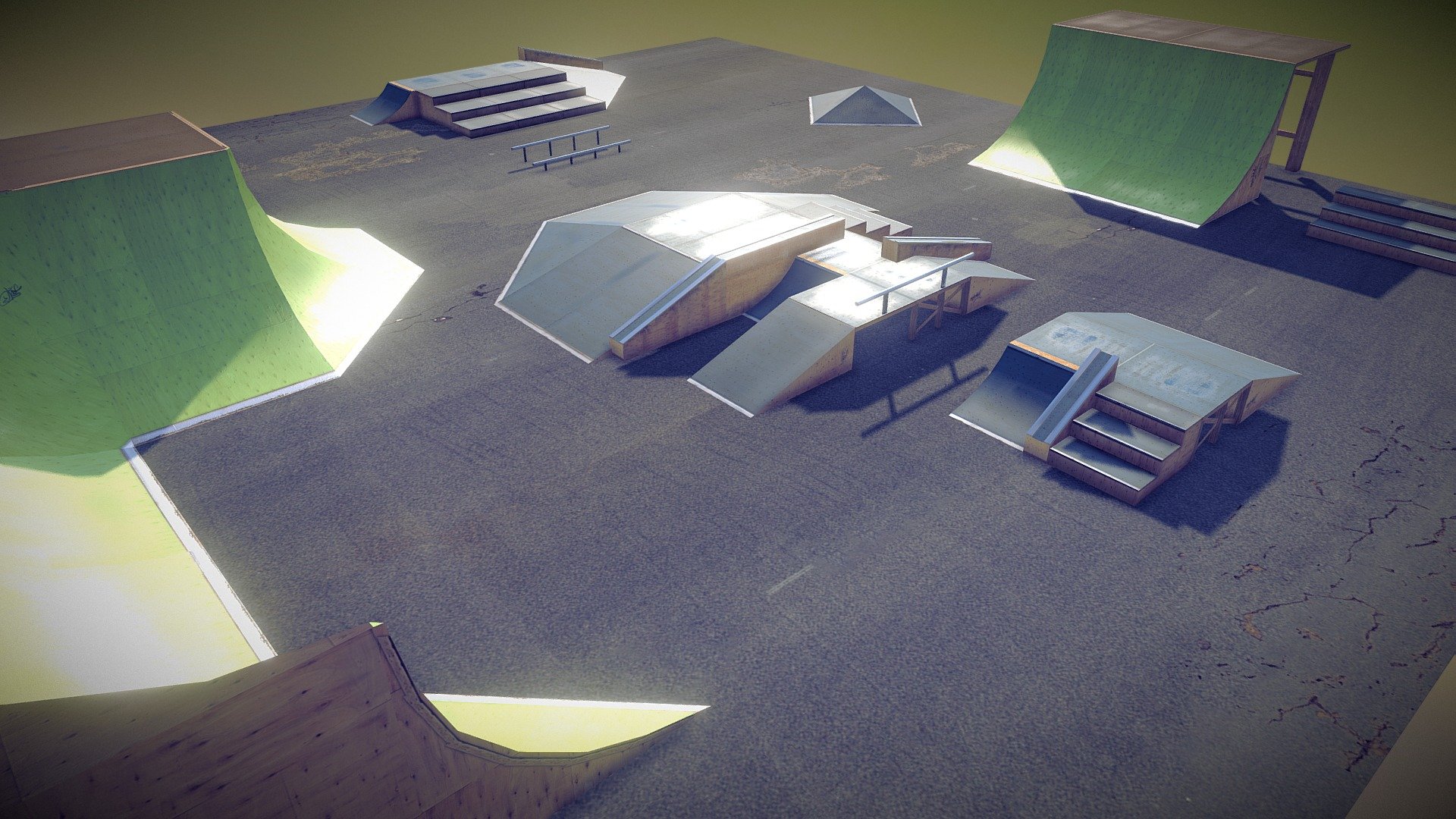 Modular skatepark constructions, available on Unity  Assetstore - Modular Skatepark - 3D model by edgarssoiko 3d model