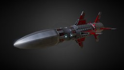 Sci-fi Rocket missile 07 (Heavy) missile, sky, red, nuclear, spacecraft, blizzard, ready, explosive, aircraft, alien, rocket, highly, unity, game, blender3d, low, poly, military, air, space, spaceship