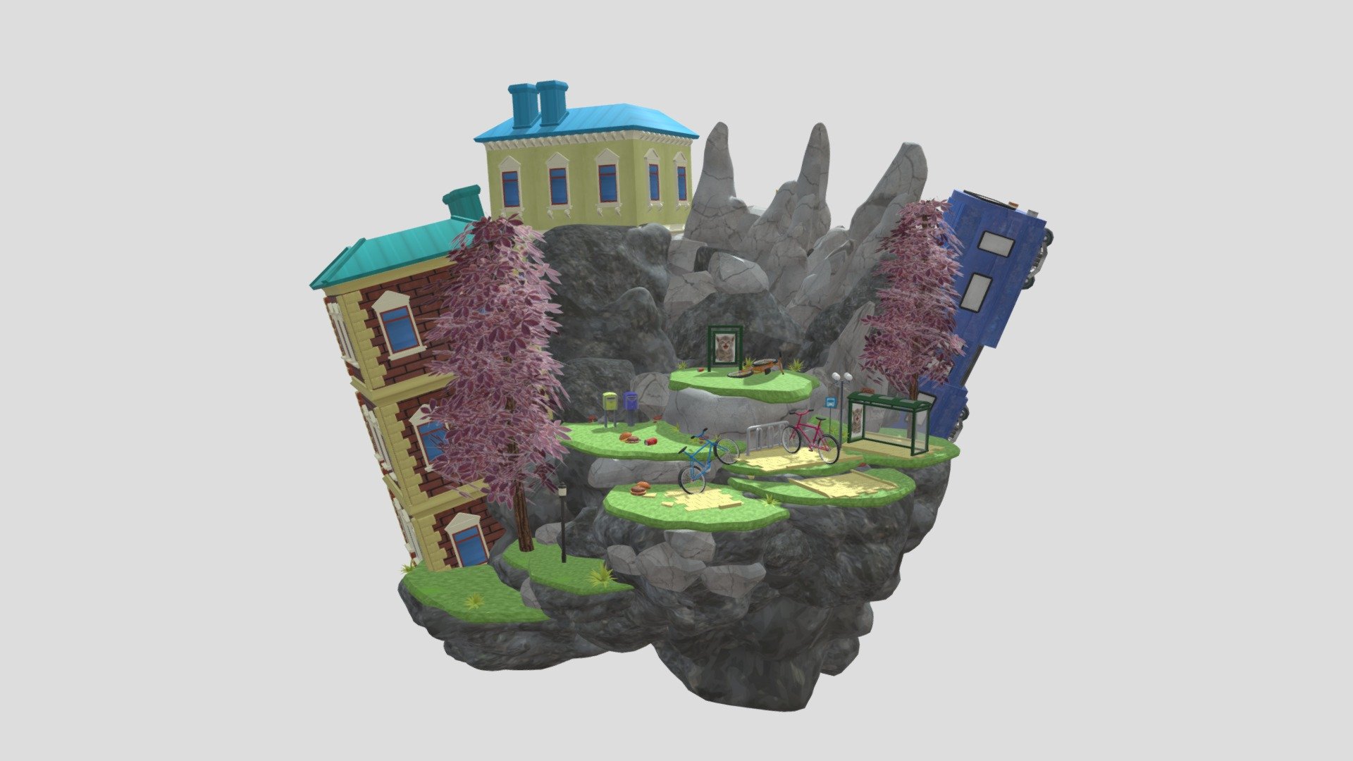 Made in Maya, Textured in Photoshop - ISLAND DIORAMA - 3D model by xanthus1608 3d model