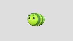 Character204 Caterpillar green, insect, toon, cute, little, style, kid, toy, bug, mascot, caterpillar, worm, larva, character, cartoon, 3d, animal, monster