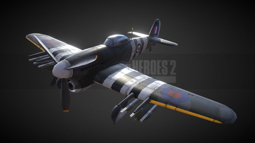 From Company of Heroes 2: The British Forces
http://www.companyofheroes.com

The stable flying characteristics of this plane even at high speeds made it an effective gun platform for its four 20mm Hispano Cannons 3d model