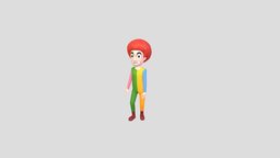 Character173 Rigged Clown hair, cute, clown, figure, rig, party, comedy, head, teen, joker, afro, jester, character, cartoon, man, animation, stylized, human, male, simple, hand, noai