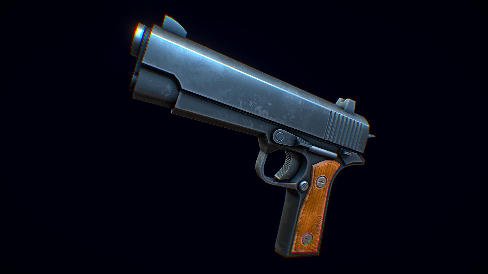 Low-poly model of the Stylized M1911 Colt doesn't contain any n gons and has optimal topology. Model has 2K textures - Stylized M1911 Colt - 3D model by CGnewbie 3d model