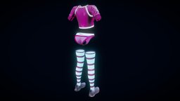 $AVE Female Cyber Girl  Outfit , punk, fashion, cyber, top, clothes, sports, cyberpunk, stockings, shoes, thigh, neon, teen, sneakers, wear, socks, crop, cany, character, girl, pbr, low, poly, futuristic, female, knickers