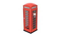 English Telephone Box K6 kiosk, uk, realistic, box, english, telephone, k6, telephone-booth, telephonebooth, low-poly, gameasset, gameready