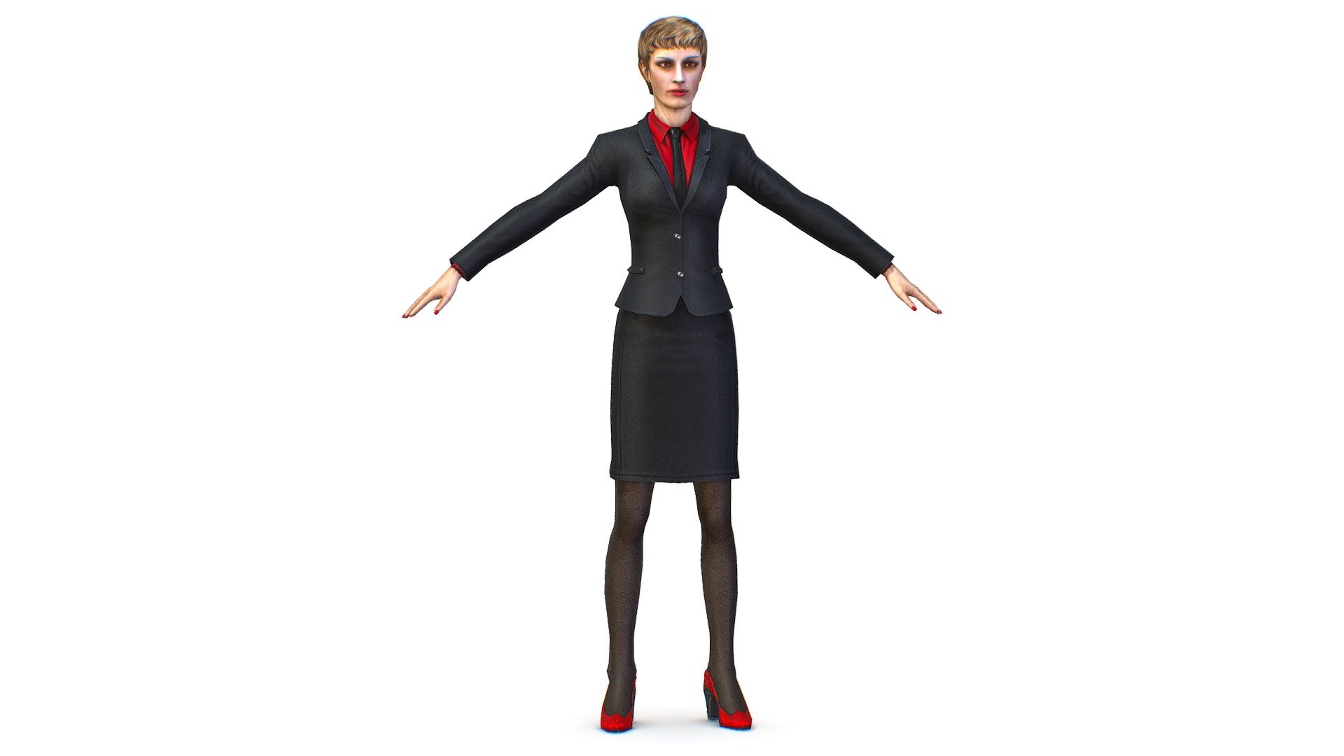 a woman in a tight suit as a vampire - 3dsMax file included/ texture 1024 color only 3d model