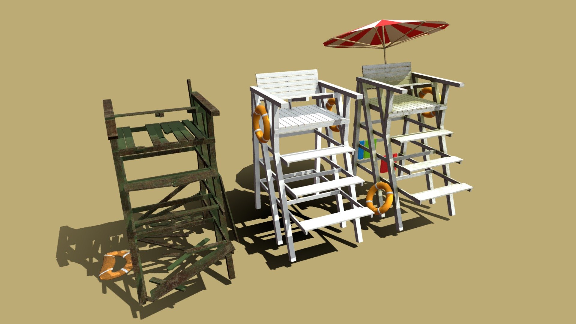 Different lifeguard states for comparison - Lifeguard - 3D model by siraniks 3d model
