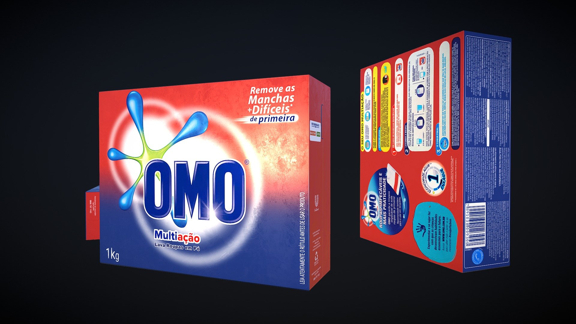It was one of the first brands of soap powder in Brazil, appearing in the national market after the brand Rinso, also manufactured by Unilever, which was its competitor for many years.

44 TRIS Game ready with PBR Texture. Maps included: 

2048X2048 Albedo (Diffuse), Normal, Roughness, Specular, Metallic and Ambient Occlusion - OMO Multiação -  PBR Game Ready - 3D model by Rafael Ribeiro (@ribeirorafael) 3d model
