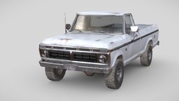 Ford F100 1976 Old White truck, transportation, ford, traffic, retro, pickup, classic, american, aaa, game-ready