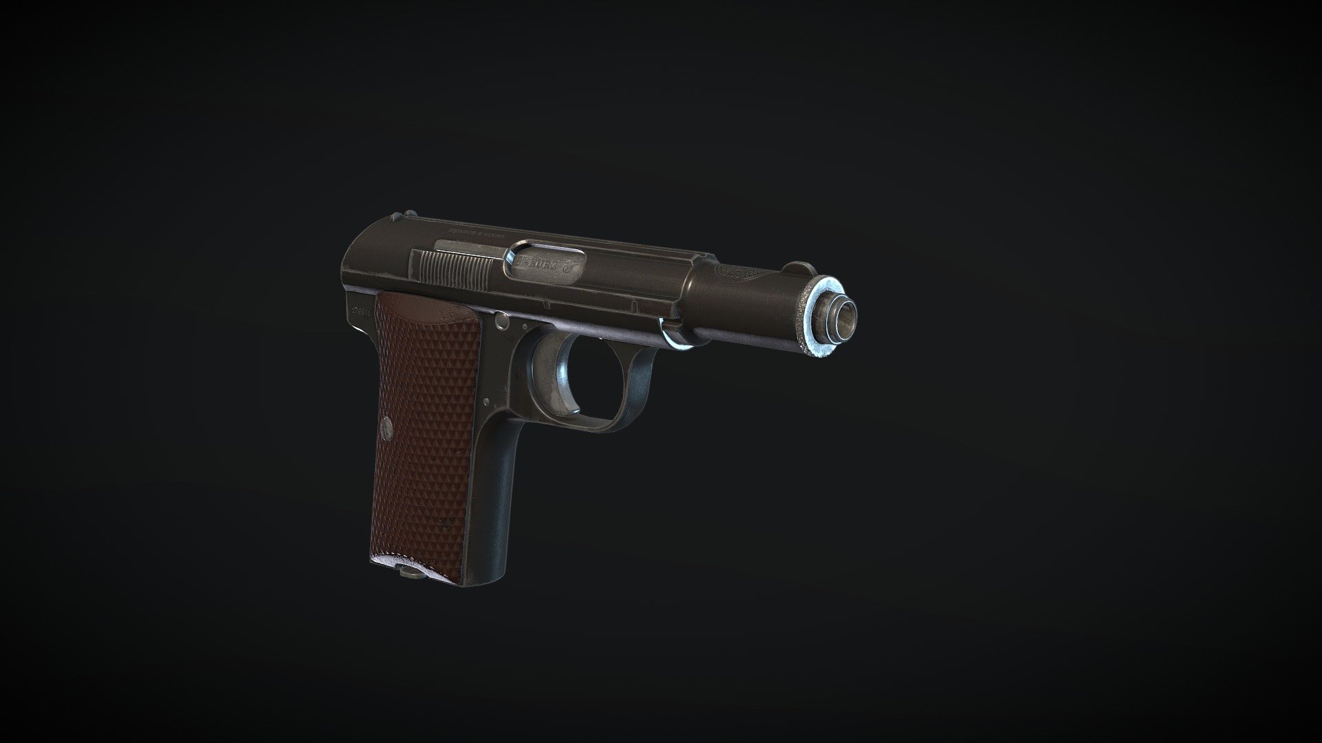 Pistol ASTRA 300 first model  before studying 3D. Used Blender, Substance Painter and Marmoset Toolbag 3d model