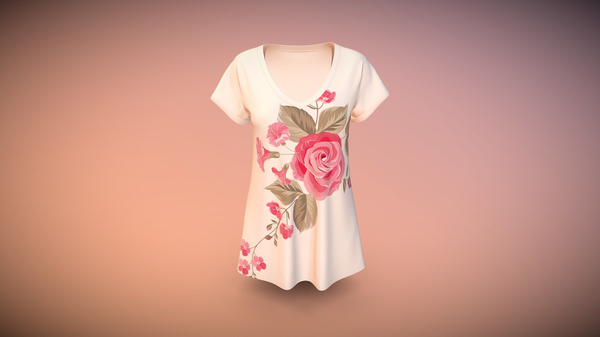 Cloth Title = Boat Neck Soft Touch T-shirt Flower Print 

SKU = DG100123 

Category = Women 

Product Type = Tee 

Cloth Length = Regular 

Body Fit = Relaxed Fit 

Occasion = Casual  

Sleeve Style = Short Sleeve 


Our Services:

3D Apparel Design.

OBJ,FBX,GLTF Making with High/Low Poly.

Fabric Digitalization.

Mockup making.

3D Teck Pack.

Pattern Making.

2D Illustration.

Cloth Animation and 360 Spin Video.


Contact us:- 

Email: info@digitalfashionwear.com 

Website: https://digitalfashionwear.com 


We designed all the types of cloth specially focused on product visualization, e-commerce, fitting, and production. 

We will design: 

T-shirts 

Polo shirts 

Hoodies 

Sweatshirt 

Jackets 

Shirts 

TankTops 

Trousers 

Bras 

Underwear 

Blazer 

Aprons 

Leggings 

and All Fashion items. 





Our goal is to make sure what we provide you, meets your demand 3d model