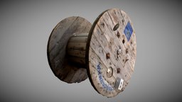 Wood Spool gamedev, 3dscanning, spool, cable, assets-game, photogrammetry, wood