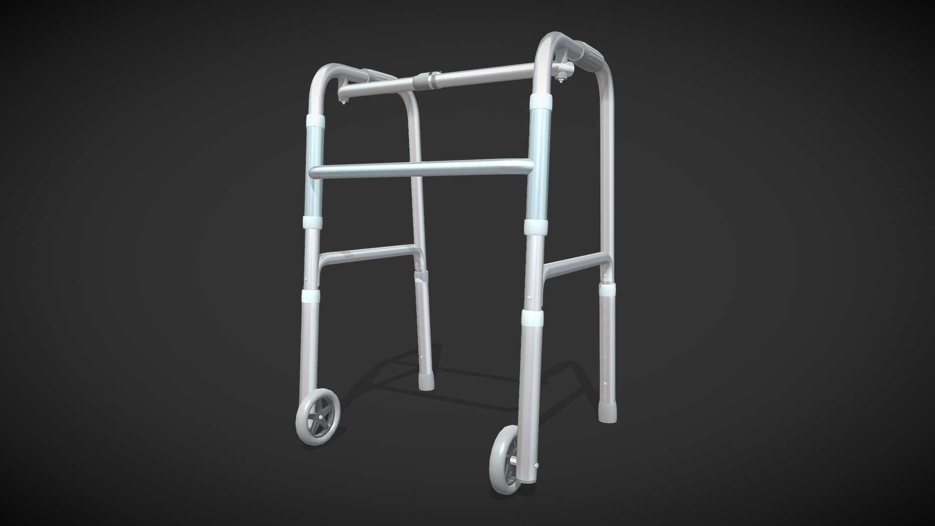 Old man walker aids 4 legs alluminium is walking equipment with tire for maximum comfort. This 3d model originally crated on Blender 2.79b.


It's have clean typology and unwrapped correctly.
It's have realistic style ready for your real time project.
8220 tris, 4438 verts.

It's contain texture with png format,
- Diffuse / albedo 2048 pixel.
- Ambient oclussion 4096 pixel.
- Diffuse with ambient oclussion mixed 4096 pixel.
- Normal map 4096 pixel.
- Roughness 2048 pixel.
- Specular 2048 pixel.
- Metalness 2048 pixel.

I also have another walking aids 3d model on my collection 3d model
