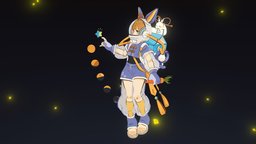 Aastronaut rabbit, toon, cute, retro, astronaut, character, girl, anime