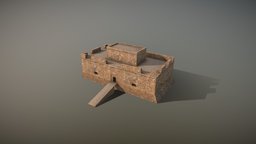 Pafos Fort tower, storage, castle, fort, control, airplane, exterior, garage, international, lock, shed, airport, railway, barn, hangar, station, terminal, gateway, passage, passageway, airbridge, teletrap, airlift, blockpost, pafos, low-poly, stone, house, building, wall