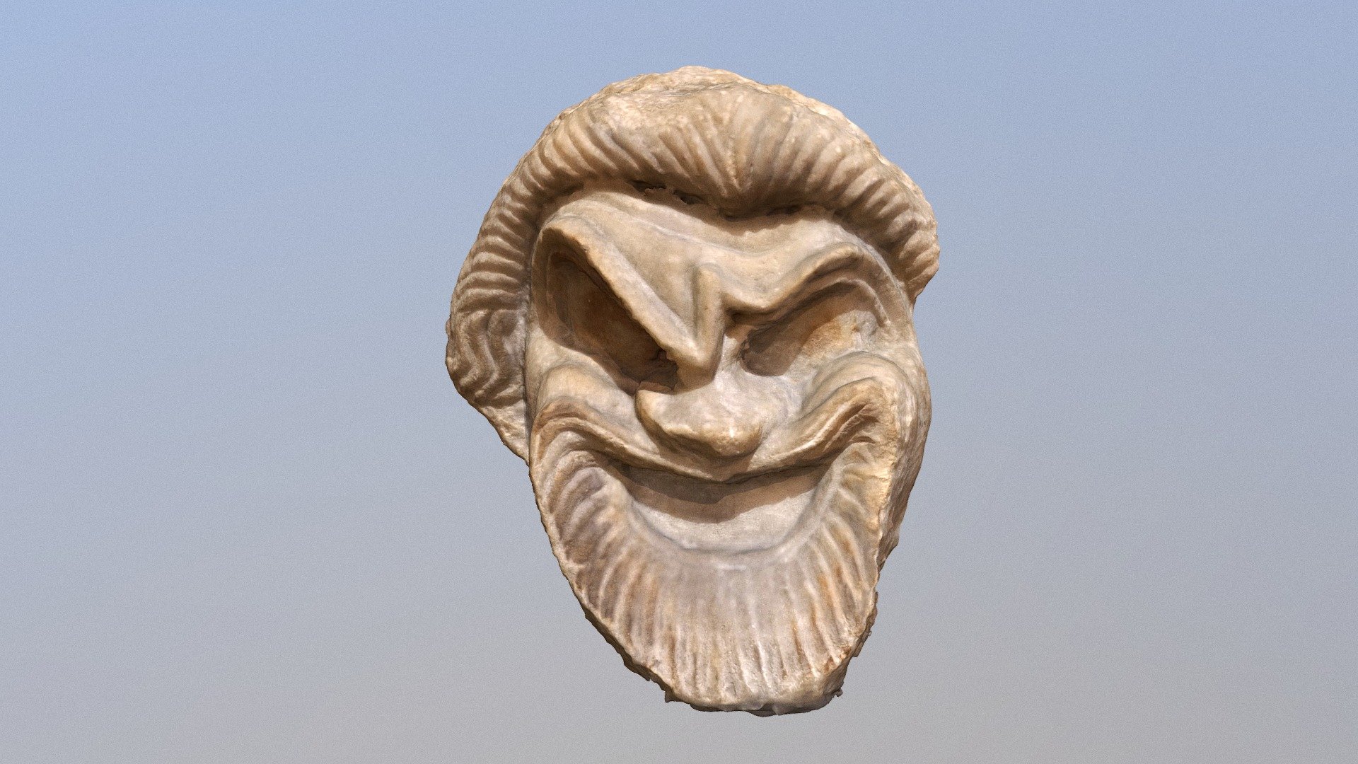 An early Roman marble comic mask from Stratonicea Caria Turkey

Dimension: height, 0.267, m

Acquisition: given in 1865 by Rev R. Walpole

Object Number: GR.10.1865 (Antiquities) http://data.fitzmuseum.cam.ac.uk/id/object/65764 - Mask - Download Free 3D model by Fitzwilliam Museum (@fitzwilliammuseum) 3d model