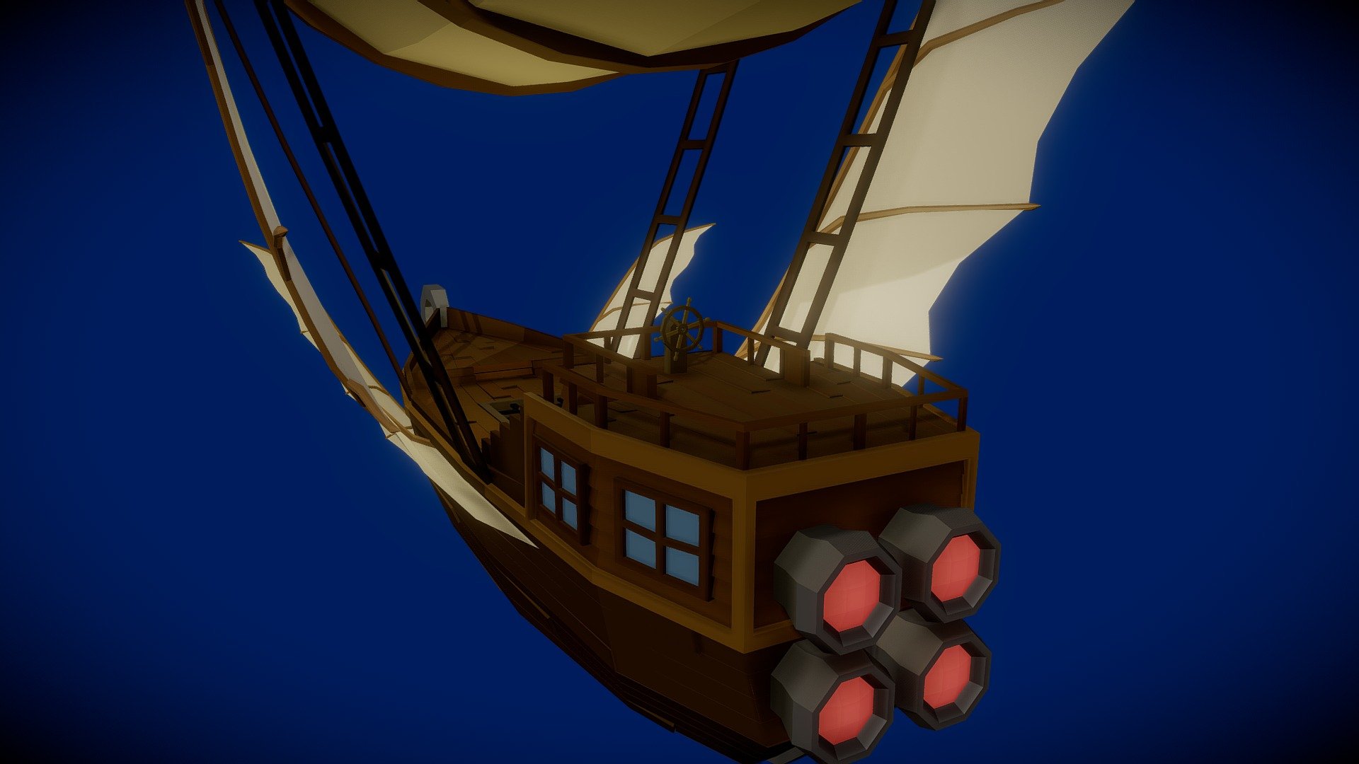 Yo, thanks for lookin'!

Just thought I'd share this lowpoly flying ship I made, since I think it turned out kinda cool looking!  And could maybe help someone else jumpstart their project or something.. 

It was made for my (Vividly) Low Poly Project &lsquo;Fungal Park' for the Low Poly Fantasy Island competiton in Janurary &lsquo;21.
Link here: (https://sketchfab.com/3d-models/fungal-park-c88f1dfc18fe45e999a2240ab5f2d3c8)

P.S. If you do end up using it in something cool, I'd love to see it! Cheers, and enjoy! - Lowpoly Flying Ship - Download Free 3D model by Wordofcurse 3d model