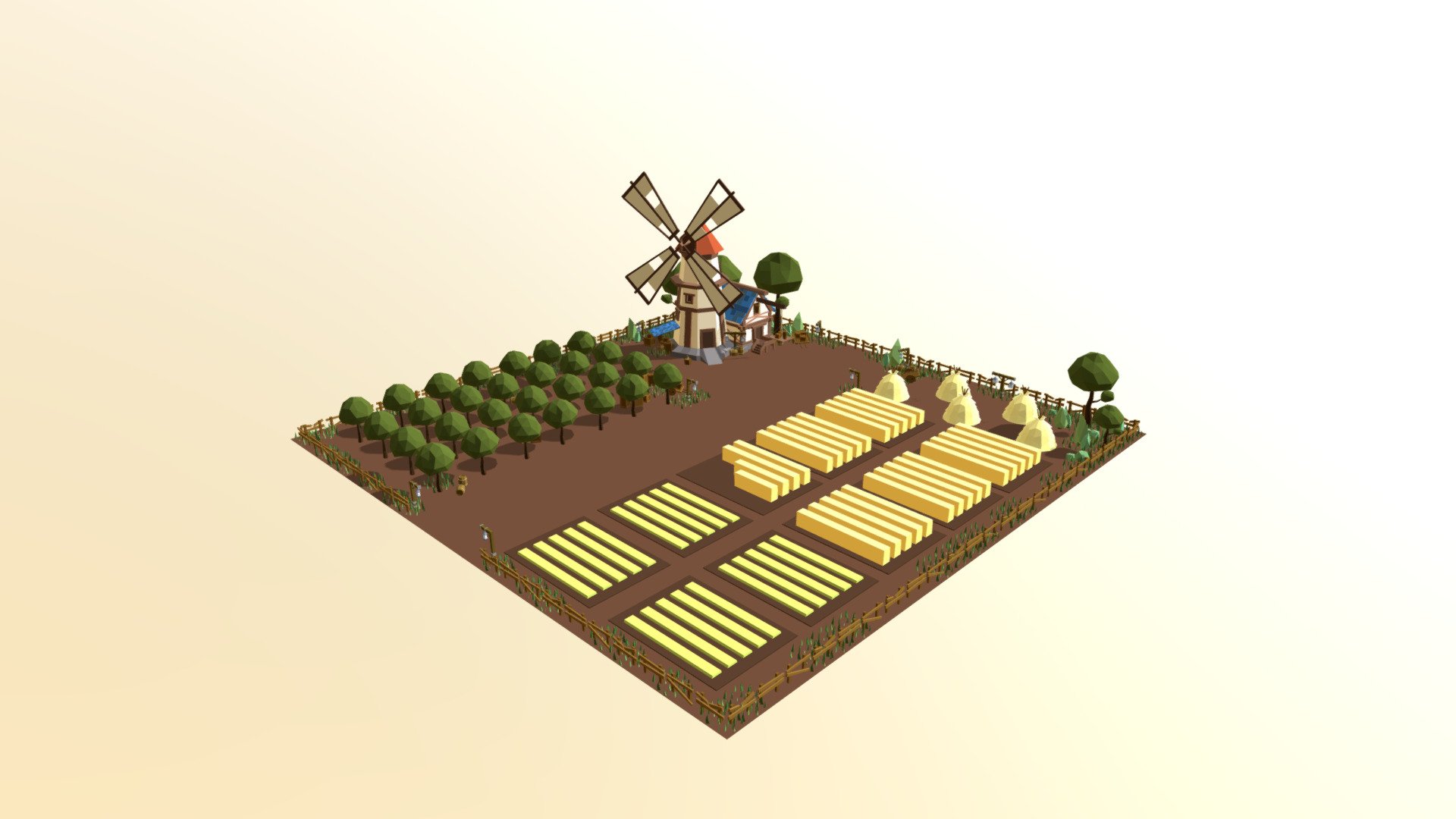 Farm Tile, one of the Tiles used in a game being made as a school project(ManagemyKingdom).

Asset is made in low poly and the material is simple solid colors 3d model