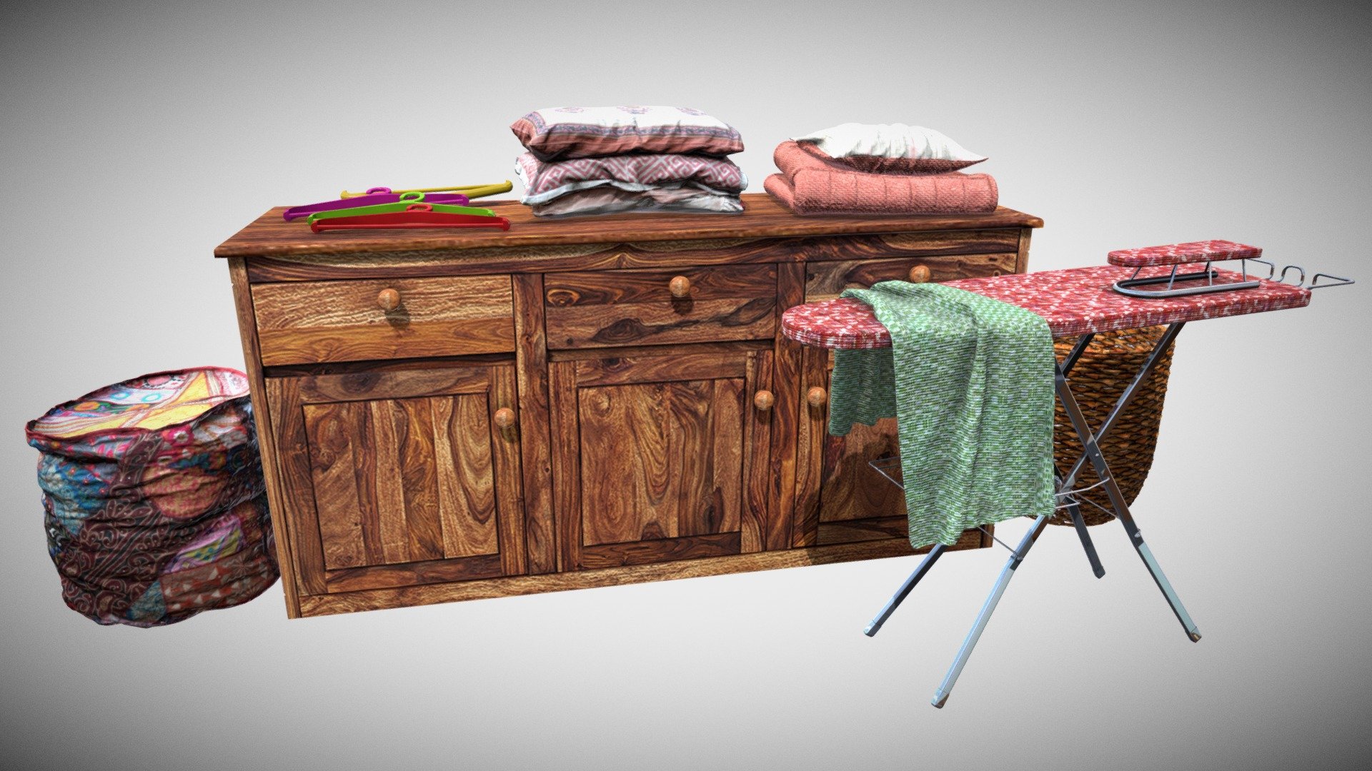 Unwrapped Items for the Ironing Room - Ironing Set - Buy Royalty Free 3D model by Francesco Coldesina (@topfrank2013) 3d model