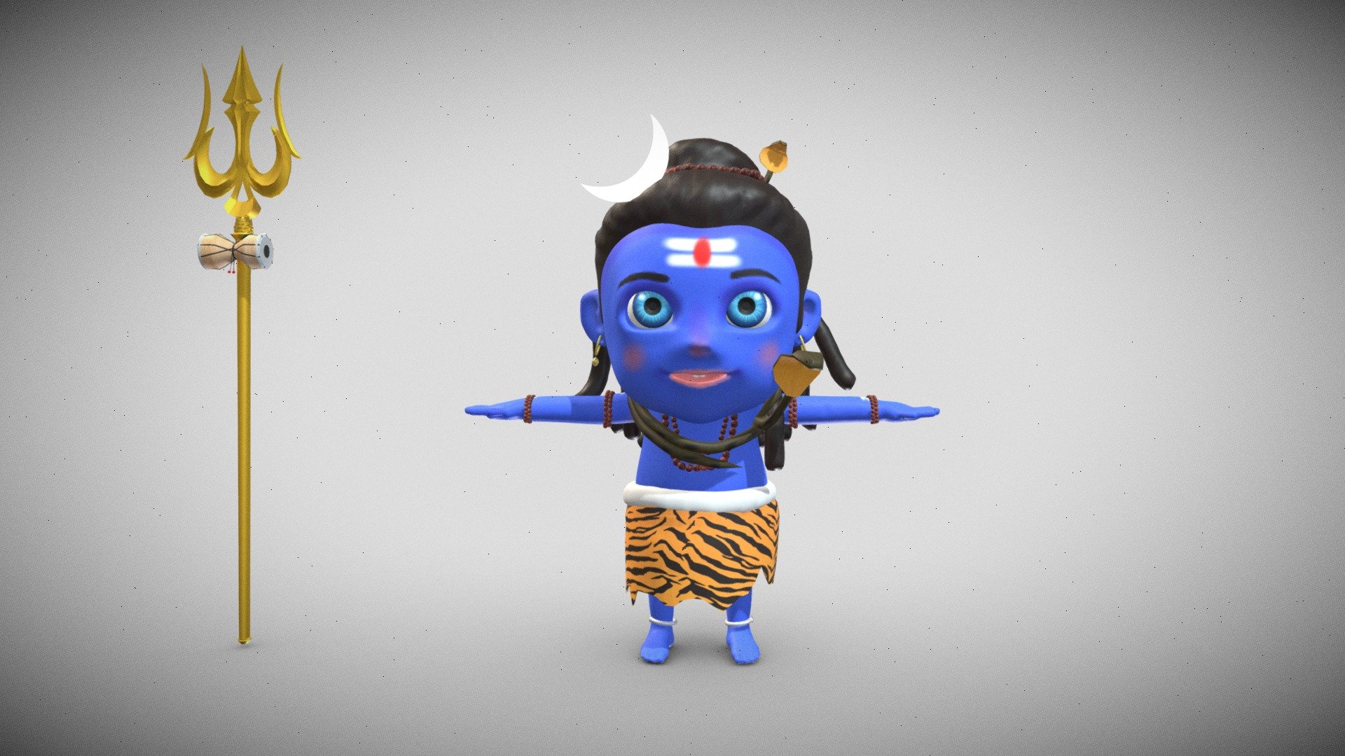 I made this shiva idol on occasion of sawan month #2nd monday 
baby shiva . i don't use any ref. for that just imagine a cute face shiva and made in z brush , autodesk maya 
hope u all like it .... 3d model