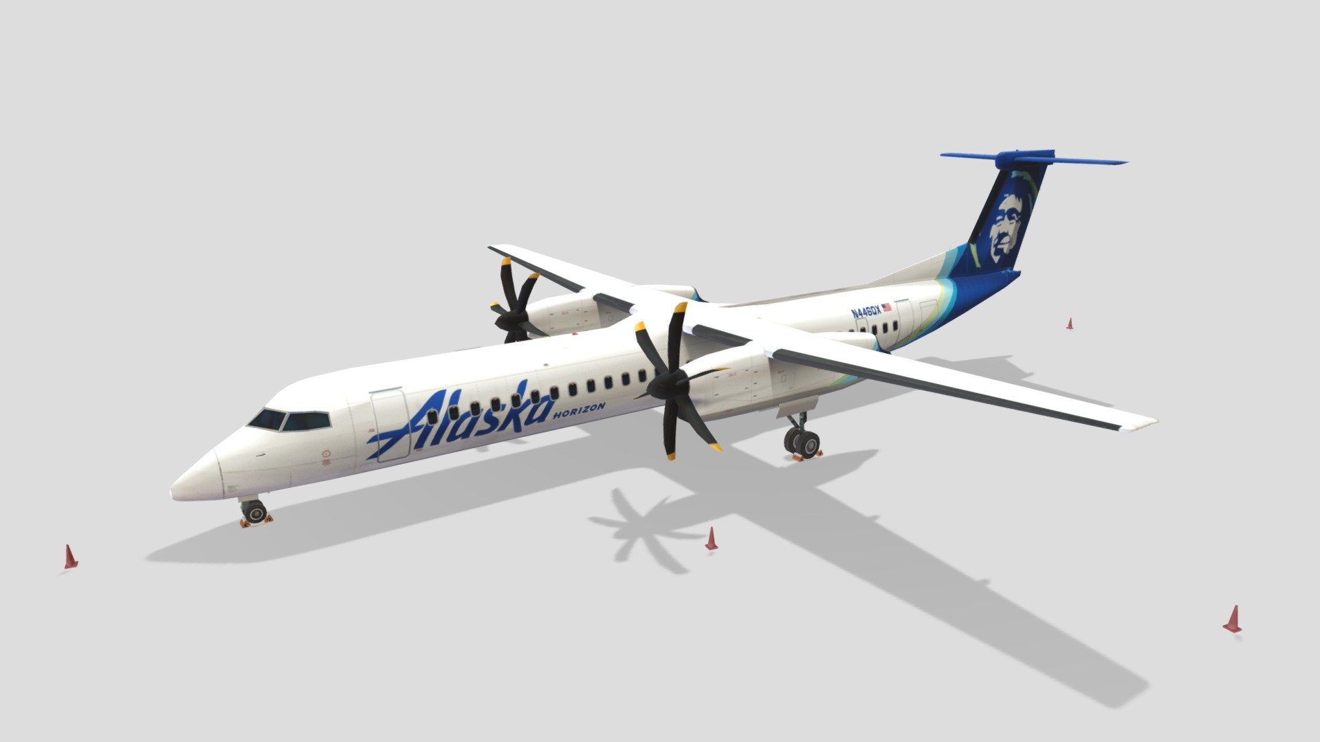 The market for new aircraft to replace existing turboprops once again grew in the mid-1990s, and DHC responded with the improved Series 400 design. All Dash 8s delivered from the second quarter of 1996 (including all Series 400s) include the Active Noise and Vibration System designed to reduce cabin noise and vibration levels to nearly those of jet airliners. To emphasize their quietness, Bombardier renamed the Dash 8 models as the Q-Series turboprops (Q200, Q300, and Q400).

This is an static, non rigged, Lowpoly mesh, blank layered 2048 psd template layered texture, for MSFS or XPlane Scenery Airport development , standard materials, just enough to be seen as part of enviroment on airfields or airports

thanks for looking! don't forget to check my other models and packs, can charge for requested liveries - DeHavilland Dash 8 DH8D Q 400 Low Poly Alaska - Buy Royalty Free 3D model by hangarcerouno 3d model